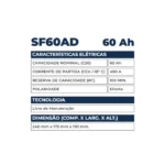 Bateria Kondor 60Ah - SF60AD - Imagem 2