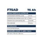 Bateria Kondor 75Ah - F75AD - Imagem 2